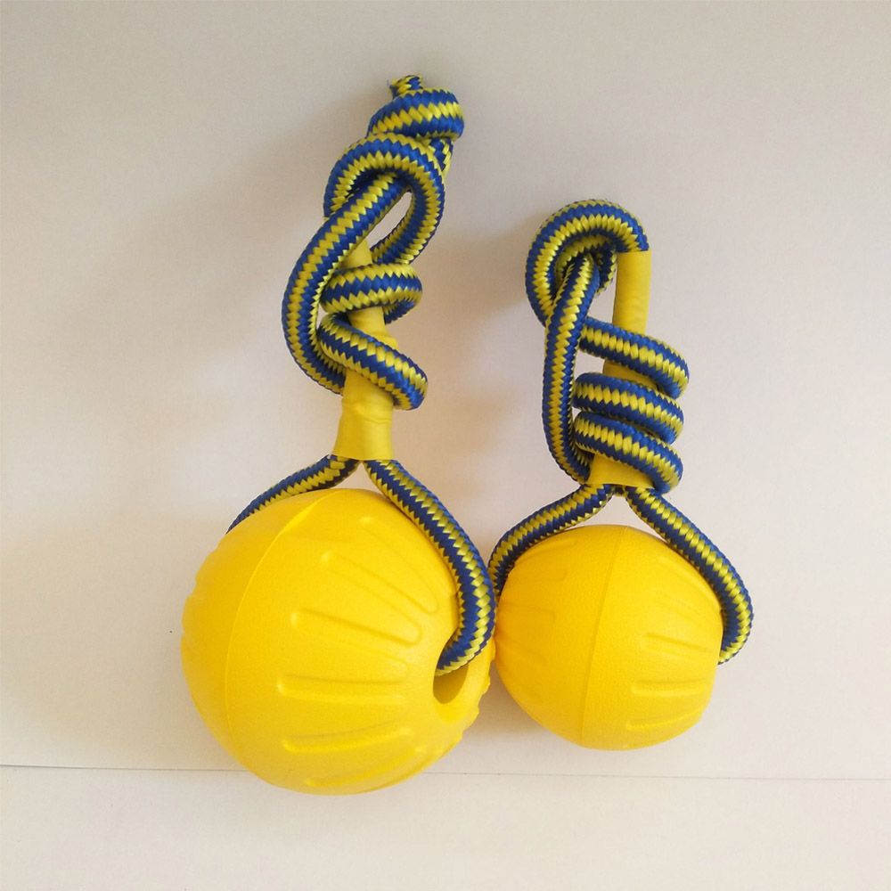 Suction Cup Dog Tug Toy - Balle en caoutchouc indestructible jaune 7cm/9cm,