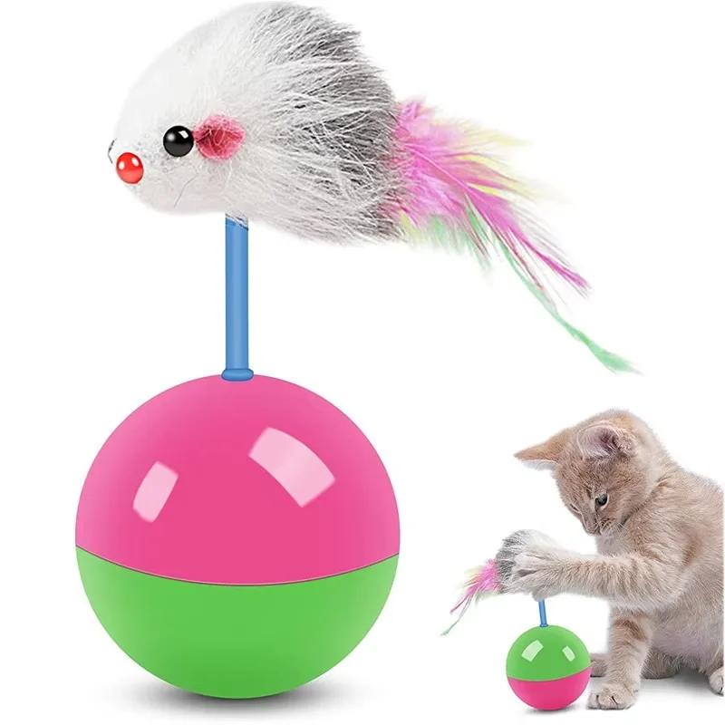 Interactive Squeaky Plush Dog Toy - Jouet interactif pour chat, balle-souris anti-chute,