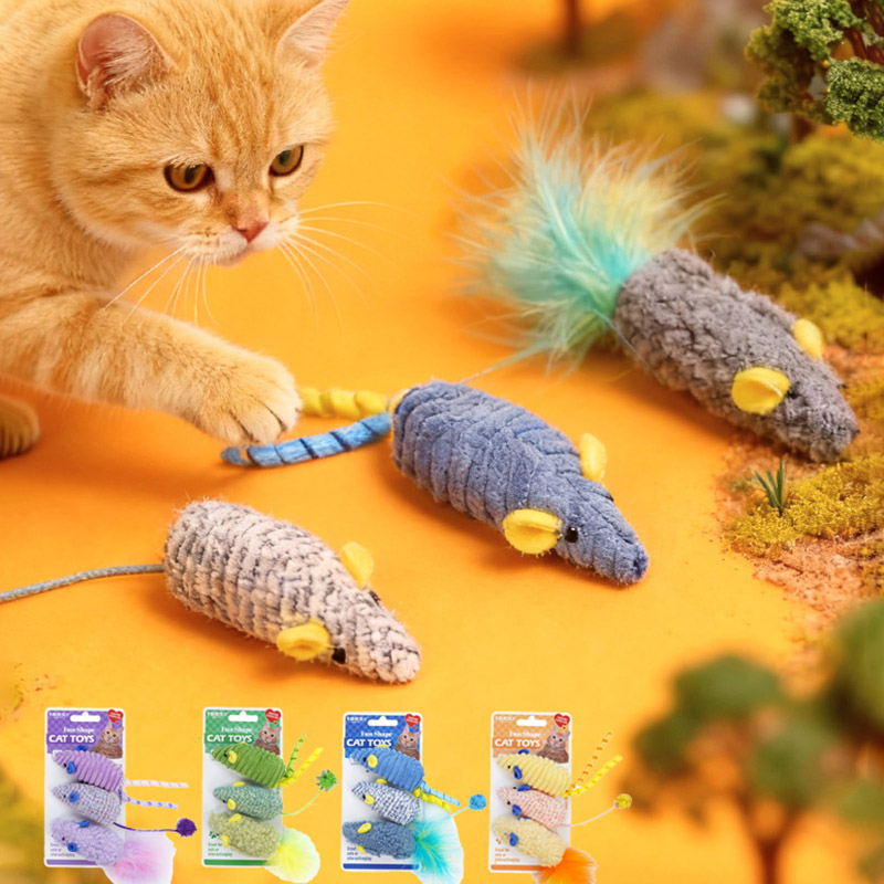 Catnip Interactive Plush Mouse - 3 pièces réaliste souris en peluche